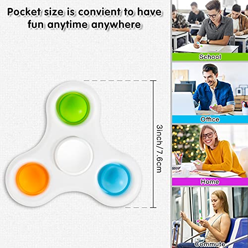 Magicalmai 4pcs Fidget Spinners Simple Dimple, 2 in 1 Popping Fidget Toys Sensory Therapy Popper Portable Stress Relief Hand Toys for Kids and Adults in Office Home School