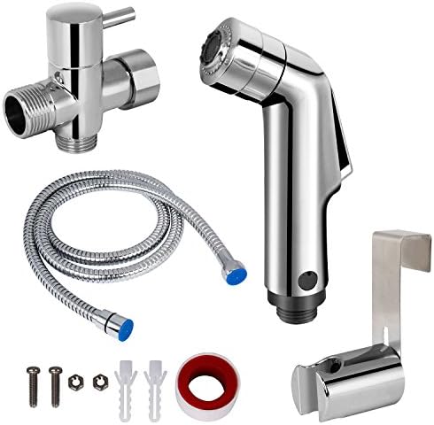 Micobin Premium Cloth Diaper Sprayer, Two Mode Handheld Bidet Sprayer, High Power Stainless Steel Toilet Sprayer Set for Personal Hygiene with Spray Holder, T-Valve, 4.6ft Hose