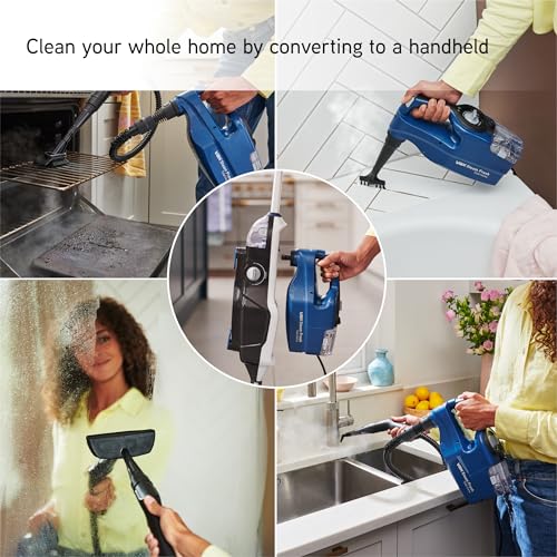 Vax Steam Fresh Total Home Steam Cleaner, Portable Handheld and Floor Steam Mop, Detergent and 17 Accessories for the Oven, Bathroom and Home, Easy to Carry, 1600W, 4.63kg, White/Blue, CDST-SFXT