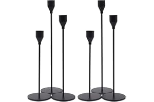 Denique Candlestick Holders 2 Sets, 6 PCS Matte Black Taper Candle Holders, Candlestick Holders Set for Table Centerpiece Vintage Modern Candle Holders for Home Wedding Decoration