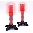 Aolyty 2 LED Emergency Roadside Flashing Flares Red Roadside Beacon Safety Strobe Light Road Warning Magnetic Base Signal Alert Upright Stand Storage Case