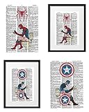 Signature Studios Superhero Wall Decor Spiderman Captain America Funny Bathroom Decor Marvel Comics Poster Set of (2) Superhero Dictionary Art Prints 8x10
