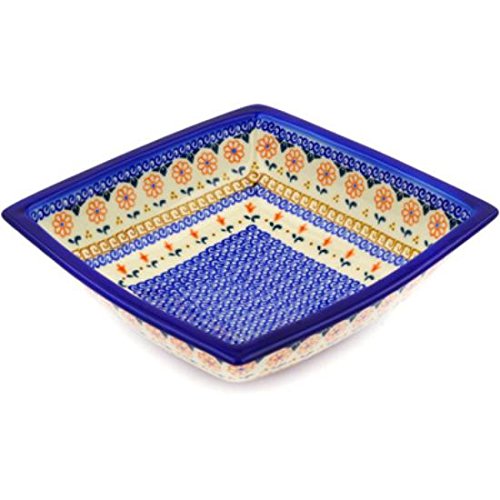 Click Here to See More Images Ceramika Bona H3775E Polish Pottery Ceramic Square Bowl Hand Painted, 9-Inch