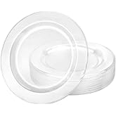 Lillian Tablesettings Premium Quality Heavyweight Plastic Plates China Like. Wedding and Party Dinnerware Plastic Plates 7.5 inc, Clear-Value Pack 40 Count