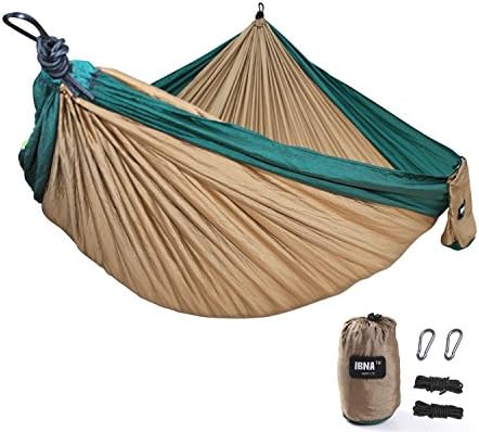 Double Camping Hammock IBNA™ Portable Parachute Nylon Camping Hammock 116 Inch78 Inch Multifunctional Military Grade Compact Designed for Indoor,Backyard,Hiking,Camping,Travel