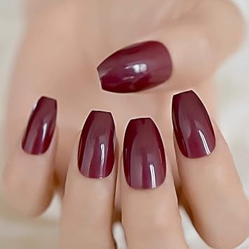 Amazon Com Coolnail Candy Dark Wine Red Coffin False Nails Amazon Com Coolnail Candy Dark Wine Red Coffin False Nails