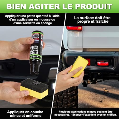 Black Plastic Renovator, Premium Formula Waterproof, Increases Shine & UV Resistant for Car Renovator Exterior and Interior Plastic Polish