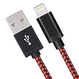 Cablex iPhone Charger 6FT Lightning to USB Braided Cable, Compatible with iPhone 7/ 7Plus/ 6/ 6S/ 6 Plus/ 6S Plus, 5C/5S/5, iPad/iPod(Red Black)