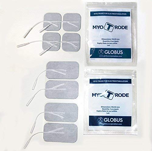 Globus 8 ELECTRODES PREMIUM 1 Case 5x5 +1 case 5x9 for electrical stimulator small cable