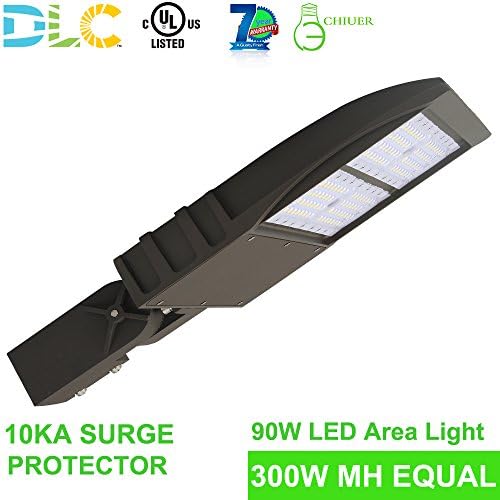 90w Newgen LED Shoebox Area Light Parking Lot Lighting Street Lamp Stadium Light Flood Light Type III Distribution 5000k Daylight 12,150lm UL DLC 4.2 Approved (90w 100-277v, Slip Fitter)