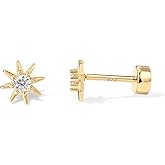 PAVOI 14K Gold Plated Flat Back Earrings | Solid 925 Sterling Silver Posts | Helix Cartilage Earrings for Women | Cubic Zirconia Stud Earrings | Trending Fashion Jewelry