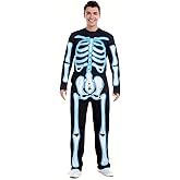 HSCTEK Adult Light-up Skeleton Costume(Updated EL Wire)
