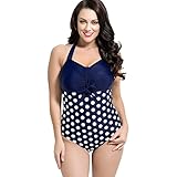 Runbox Women's Polka Dot Halter Straps One Piece Monokinis Swimsuits