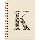 Bnwepo Cute Preppy Cheetah Leopard Initial Notebook Journal Diary K, Preppy Cute Notebook Leopard Cheetah Supplies for School,College,Work,Teen Girls Kids,Aesthetic Notebooks, 5.5x8.3 Inches