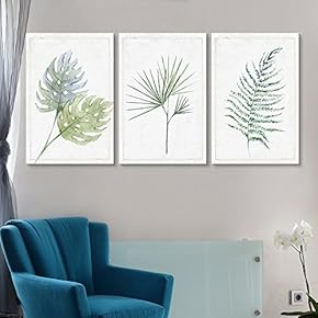 3 Panel Canvas Wall Art - Hand Drawn Minimal Plant Leaf Type Artwork - Giclee Print Gallery Wrap Modern Home Art Ready to Hang - 16"x24" x 3 Panels