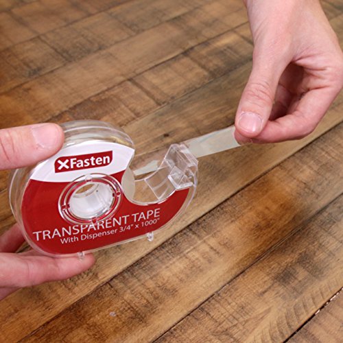image for XFasten Crystal Clear Transparent Tape with Dispenser, 3/4-Inch x 1000