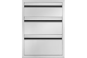 Atatod 18" W Outdoor Kitchen Drawer Stainless Steel BBQ Triple Drawer Flush Mount for Outdoor Kitchen Island(Overall Size:18" W x 24" H x 23" D inch)