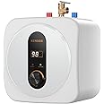KENUOS Under Sink Instant Hot Water Heater,2.5 Gallon Mini Tank Water Heaters with LED Display,1500W 120V Small Water Heater 1/2" NPT for RV,Kitchen,Compact Design with T&P Valve,3-Way Fitting Valve