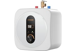 KENUOS Under Sink Instant Hot Water Heater,2.5 Gallon Mini Tank Water Heaters with LED Display,1500W 120V Small Water Heater 1/2" NPT for RV,Kitchen,Compact Design with T&P Valve,3-Way Fitting Valve