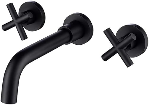 Baño grifo del fregadero Mate, mezclador del lavabo de montaje en pared