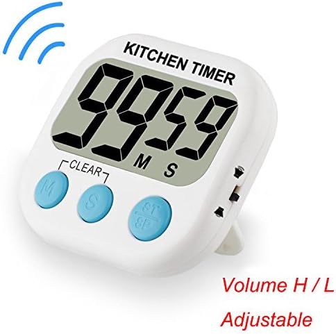 Small Digital Kitchen Timer Cooking Baking Timer Magnetic Backing Adjustable Volume with Loud Alarm Large LCD Display Big Digits Retractable Stand Memory 1 Pack