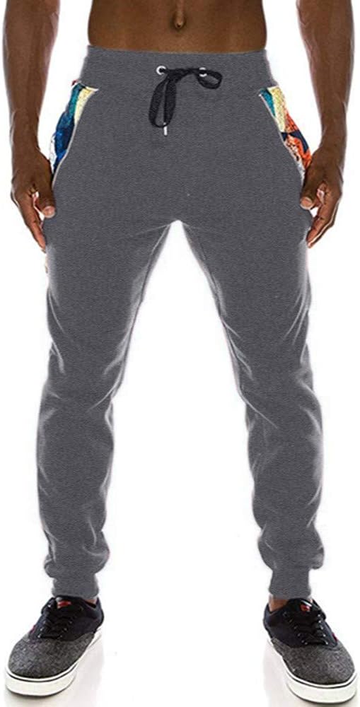 Amiley Men Sweatpants,Men's Closed-Bottom Tracksuit Sweatpant Zipper Print Pockets Drawstring Track Joggers Pants (4XL, Gray)
