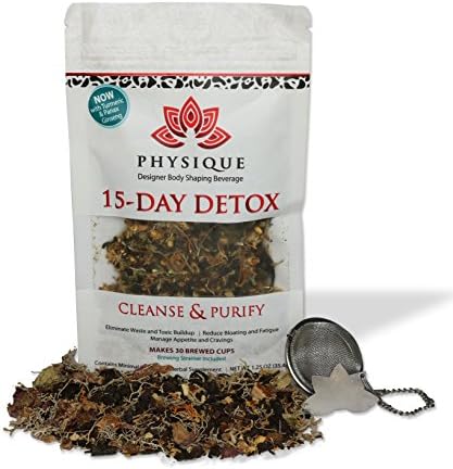 Physique Tea 15 Day Custom Blended Gentle Detox Tea Total Body Wellness Cleanse. Reduce Bloating &amp; Constipation While Suppressing Your Appetite BONUS DETOX DIET!