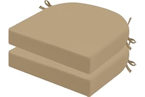 idee-home Outdoor Chair Cushions Set of 2, Thick 19" x 19" x 3" Outdoor Seat Cushions Patio Furniture Waterproof with Ties, Dining Pads