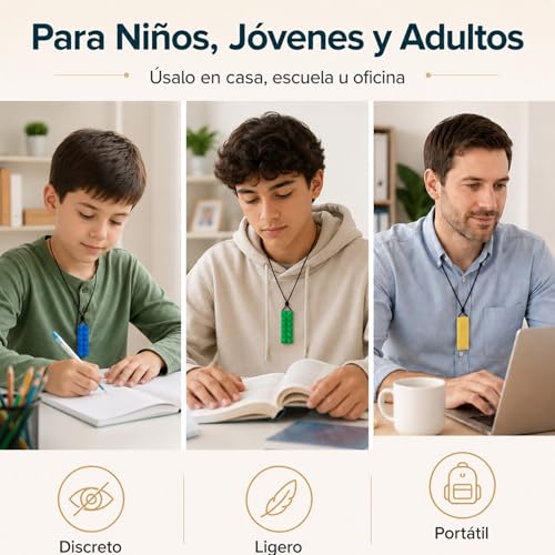 Collar Mordedor Sensorial 6 Piezas para Niños y Bebés, Collares Masticables de Silicona sin BPA, Mordedera Sensorial para Autismo, TDAH, TPS, Dentición y Estimulación Oral Motora