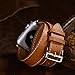 CNBEYOUNG Apple Watch Band 42mm, Genuine Leather Apple Watch Band Strap Bracelet Replacement Wrist Band with Adapter Clasp for Apple Watch Series 1 Series 2 Apple iWatch (Double Tour-Brown-42mm)