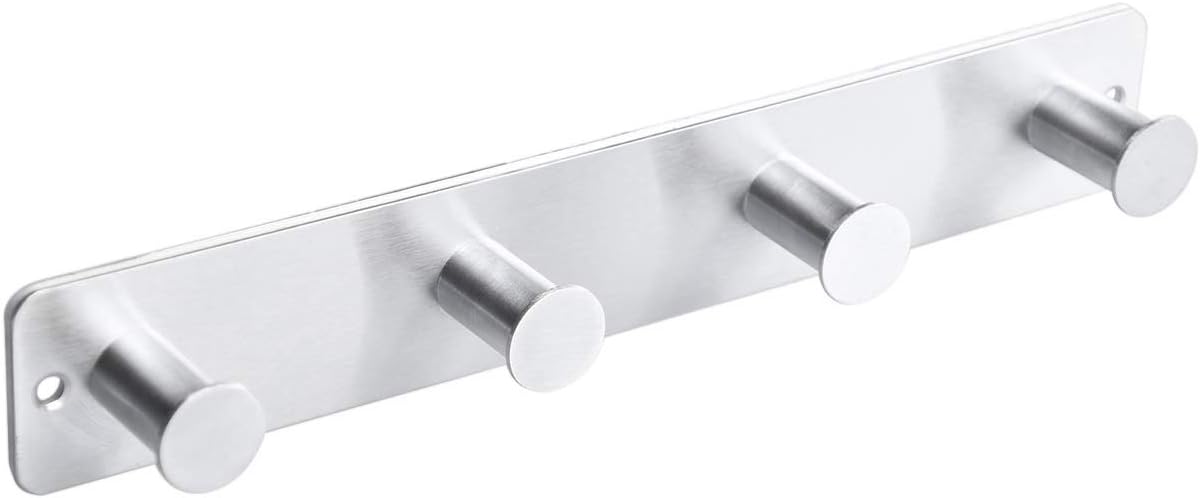 SYPEN Coat Hooks Wall Mounted, Stainless Steel Door Hooks for Bedrooms Adhesive & Screw in