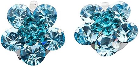 Sea Blue Crystal Flower Stud Earrings