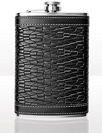 Outdoor Saxx Edelstahl Flachmann Leder Design „Krokodilleder