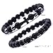 Dolovely 8mm Black Matte Onyx Beads CZ Cross Charm Bracelet Set for Men Women