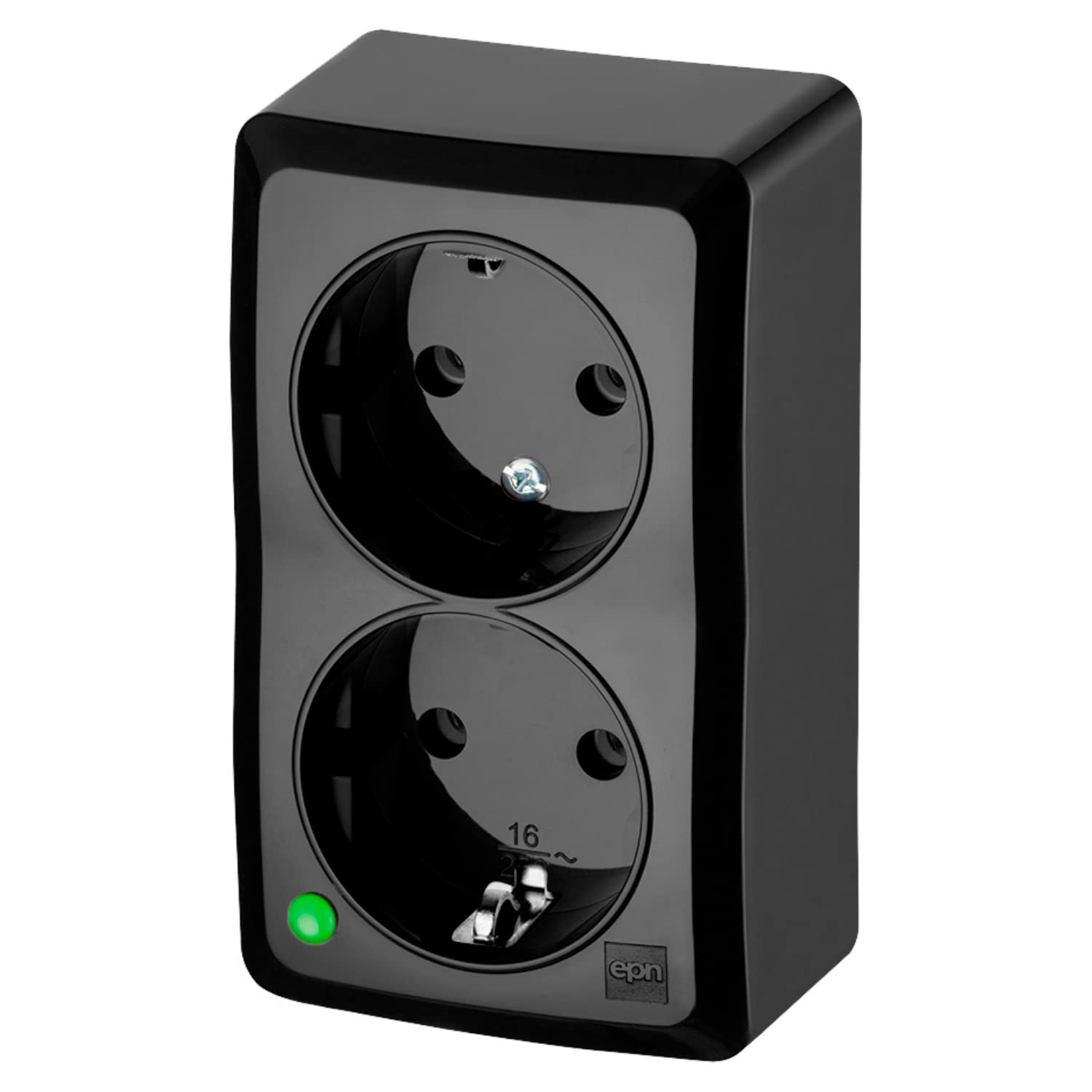 asvendo Electro/Surface-Mounted Series/Light Switch/Toggle Switch/Push Button / 1-Way Socket / 2-Way Socket/Black (2-Way Socket)
