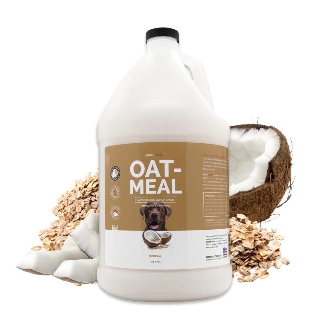 Bark2Basics Oatmeal Conditioner, 1 Gallon, 3.79 Litre - Natural Ingredients, Moisturizing, Crafted With Colloidal Oatmeal, Professional Grade, Calms Dry, Itchy Irritated Skin