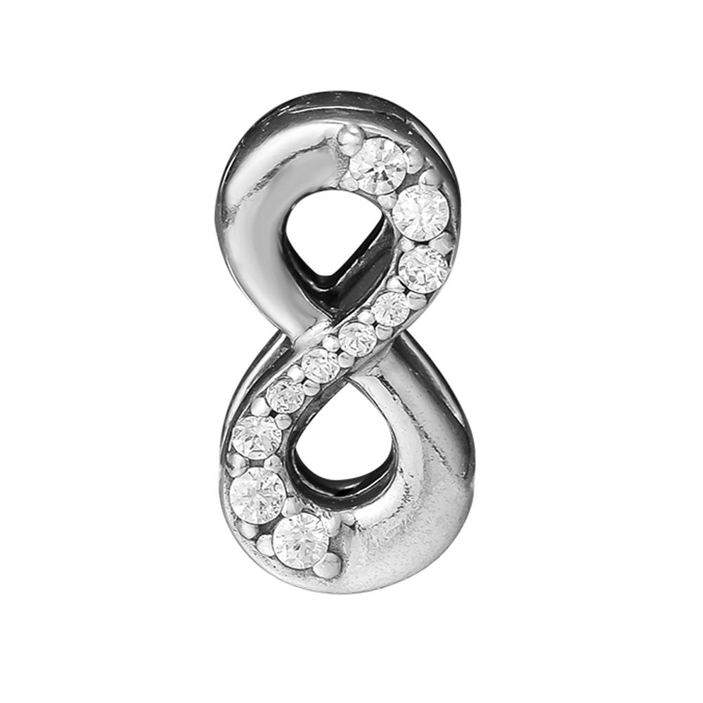 PANDOCCI 2018 Autumn Sparkling Infinity Clip Clear CZ Bead 925 Silver DIY Fits for Original Pandora Bracelets Charm Fashion Jewelry