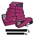 Zoppen 6 Set Packing Cubes (Large, Medium, Small and Slim) - Travel Luggage Organizer with Laundry Bag and Shoe Bag, Rose Red