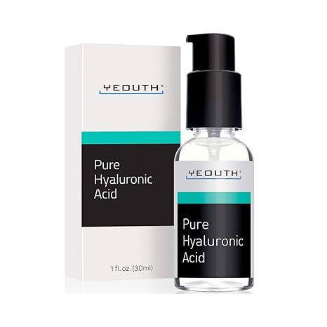 YEOUTH Hyaluronsäure-Serum fürs Gesicht - 100% rein, klinisch, stark, Anti-Aging-Formel! Absorbiert Wasser, füllt die Haut auf & spendet Feuchtigkeit, reduziert Falten -Natürliche Feuchtigkeitspflege