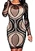 ZKESS Women Long Sleeves Club Party Lace Bodycon Dress S Size Black