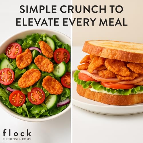 Flock Keto Chicken Skin Chips – Original Flavor, Low Carb, High Protein, Gluten-Free Chicken Crisps, Keto Snack, Low Carb Chips, Protein Crackers, Diet Snacks, 8-Pack (1oz)