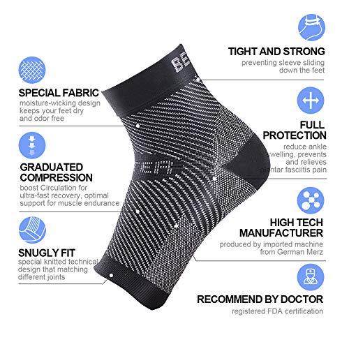 BERTER Ankle Brace Compression Support Sleeve, Plantar Fasciitis Socks with Arch Support - Eases Swelling & Pain from Sprained Ankle, Tendonitis and Heel Spurs - Thumbnail 2