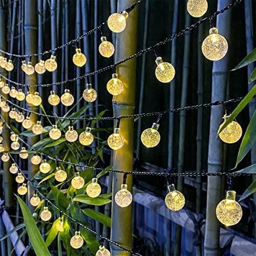 Guirnalda Luces Exterior Solares,Anmossi 11M 60 LEDs Guirnalda Luces Solar,8 Modos,Blanco Calido,Impermeable Cadena de Luces Solares para TInteriores y Exteriores Jardín,Navidad,Terraza,Fiestas