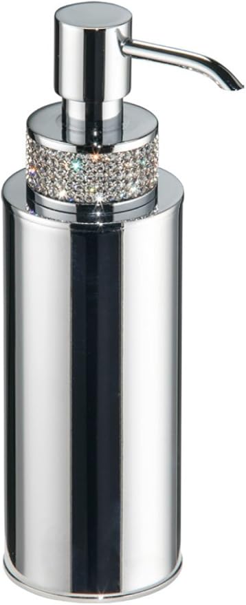 Carmen dispenser with brass body and Swarovski crystal inlay for bathroom hardware coordination