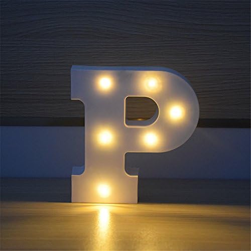 Plastic LED Letter Household Decor Letter Up Height 15 cm/6 inch Alphabet Light Up Sign For Festival Party Wedding Holiday Home Bedroom Decor With 2 X AA Batteries Operated (Letter P)