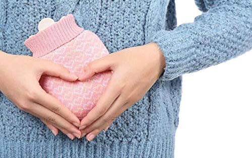 Microwave Heating Bottle Environmental Silicone Hot Water Bag with Knit Cover Hot & Cold Therapies - Pink 240 * 95 * 50mm