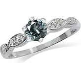 Silvershake 5mm Round Shape White Gold Plated 925 Sterling Silver Engagement Ring