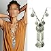 Thkmeet Gypsy Ethnic Tribal Turkish Boho Coin Chain Necklace Long Tassel Statement & Pendants Necklace Bohemian Maxi Jewelry