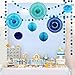 Decor365 Blue Birthday Party Decorations Kit Paper Fans Pom Poms Circle Dot Garlands Ocean Theme Hanging Decor Under the Sea Beach Baby Shower Wedding Classroom Summer Anniversary Kids Room