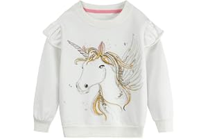 PURKARTT Toddler Girls Sweatshirts Long Sleeve Tops Kids Pullover Dinosaur Unicorn Print Shirt 2-7T